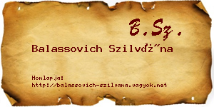 Balassovich Szilvána névjegykártya